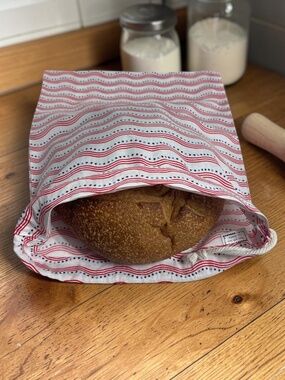 Patriotic USA Waves Cotton Bread Bag | Reusable Drawstring Bread Storage Bag